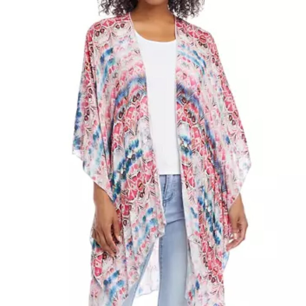 Karen Kane Open Front Kimono Cardigan Women's Size S - M Multicolor Cover Up
